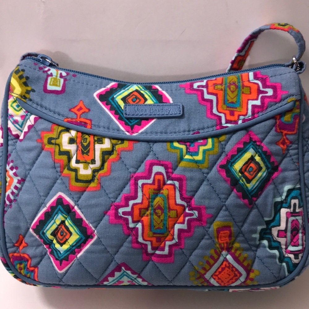 Vera Bradley small crossbody, blue geometric